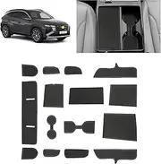 SKTU Door Slot Mat for 2025 Hyundai Tucson Accessories Door Groove Gate Pad 15Pcs Fit 2025 Hyundai Tucson Limited Door Compartment Cup Center Console Liners 2025 Tucson Hybrid Floor Liners (Black)
