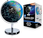 3-in-1 Illuminated World Globe - Nightlight and Constellation Globe for Kids with World Map Interactive App and Illustrated Constellation Map