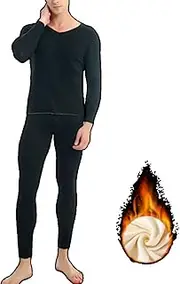 [Cimcado] Long Johns Thermal Underwear for Men - Soft Fleece Lined Base Layer Top & Bottom Set for Cold Weather Winter Warmth