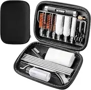 Shotgun Cleaning Kit 12 20 410 Gauge Compact Portable Case with Bronze Brush, Spring Brush, Brass Adaptor, Cotton Mop, Cleaning Pick, Patch Holder, Cleaning Patches, Hand Brush, Empty Oil Bottle
