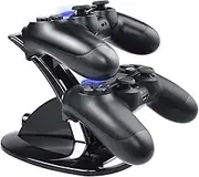 PS4 Controller Charger,Tiancai Dual USB Charging Charger Docking Station Stand Compatible Playstation 4 / PS4 / PS4 Pro / PS4 Slim Controller--Black