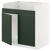 METOD base cab f HAVSEN double bowl sink, white/Havstorp deep green, 80x60x80 cm