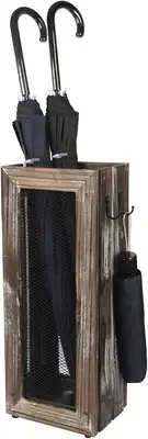 J JACKCUBE DESIGN Rustic Umbrella Holder with 4 Hooks, Onesize, Wood