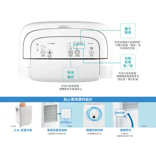 夏普 DW-L71HT-W 拆封新品【6L自動除菌離子除濕機】一級效能/原廠保固/8坪適用/滿水自動保護