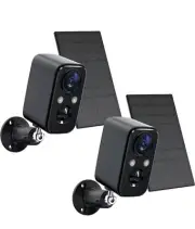 FOAOOD Security Cameras Wireless Outdoor with Solar Panel Cameras (2Packs-Black)