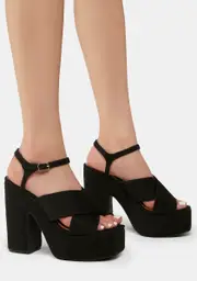 [Lemon Drop by Privileged] Sunniva Faux Suede Platform Heels
