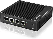 VNOPN Micro Firewall Appliance Fanless Mini PC N3700 Quad Core, 4xIntel 2.5GbE i225/i226 Intel 4 Ports Dual HD, 8GB DDR3 128GB mSATA SSD Support AES NI Network Router Box No Wi-Fi (8G+128G)