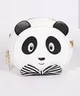 White Bear Cute Gentle Panda Vegan Leather Bag Gold Chain Crossbody Strap Clutch