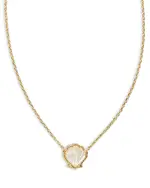 Kendra Scott Brynne Stone Shell Adjustable Pendant Necklace in 14K Gold Plated, 19