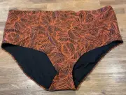 Ladies plus size 26 ANKO CURVE hi waist swim briefs Spice palm print NEW 685