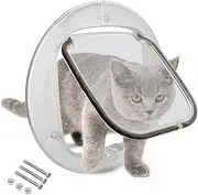 Cat Door for Interior Doors | Magnetic Clear Cat Window Door with Mute Opening | 4 Locking Methods for Small Dogs and Cats | Pet Door Flap for Convenience and Security