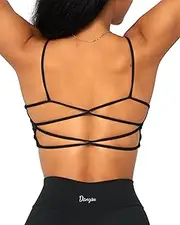 [Danysu] Backless Sports Bra Soft Workout Tops with Removable Padded Yoga Training Bras Strappy Going Out Top