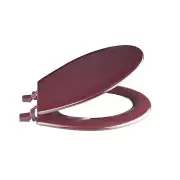 Elongated or Standard Soft Adjustable Hinge Toilet Seat with Close Lid, Burgundy