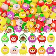 24 pcs Mini Fruit Erasers for Kids Desk Pet, Cute 3D Fruit Pencil Erasers for Kids Classroom Prizes, Class Treasure Box,Game Rewards,Party Favors, Non Removable