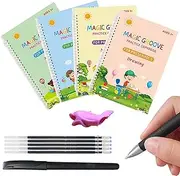 Magic Copybook for Kids | Magic Handwriting Book with Disappearing Ink Refill | Grooved Practice Calligraphy Book with Pencil Grip for Kids