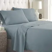 Danjor Linens Full Size Sheets Set - 6 Piece Set Including 4 Pillowcases- Deep Pockets - Breathable, Soft Bed Sheets - Wrinkle Free - Machine Washable - Spa Blue Bed Sheets - 6 pc