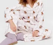 NWT PETER ALEXANDER LADIES BEAR FLANNEL PYJAMA SET SIZE 3+ / AU 24 - 26