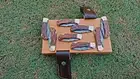 Lot Of 10 Damascus Steel Handmade Pocket Knives With Free Leather Sheath.