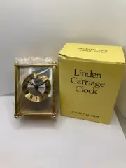 VTG NIB Westinghouse Branded Linden Carriage Alarm Clock Gold Tone Mantle Clock