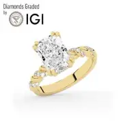 Radiant Solitaire Labgrown Diamond Engagement Ring 14k Yellow Gold 3.20 Ct D VS1