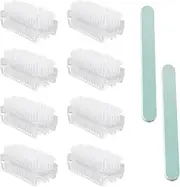 Pizsieat Pack of 8 double-sided hand wash brushes, hand brush, nail brush, transparent nail brush, children, hard with 2 nail files for cleaning hand, nail, bathroom, sink