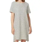 Buffalo David Bitton Women's Dress Cotton Blend Palm Moss Stripes Hi-low hem S