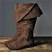 Medieval Renaissance Shoes Knee High Boots Flat Jazz Boots Men's Celtic Pirate Halloween Masquerade Performance LARP Ren Faire Adults' Shoes