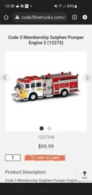 Code 3 Collectibles #12273 Sutphen Pumper