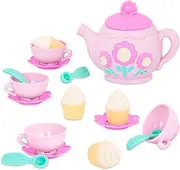 Play Circle Pink La Dida Musical Tea Party Set – Teapot with Songs & Sounds, Cupcakes, Baby Spoons, and Cups – Pretend Play Toy Kitchen Accessories for Kids Ages 3 and Up (17 Pieces)