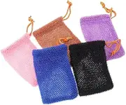 Baluue 5pcs Bathing Maker Exfoliating Soap Drawstring Soap Soap Net Pouches Skin Care Soap Saver Handmade Facial Soap Net