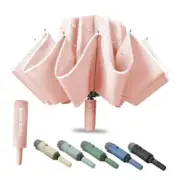 Automatic Windproof and Waterproof Travel Umbrella, Portable Reverse 1 PINK