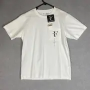 Roger Federer Uniqlo T Shirt Mens Small White Short Sleeve Crew Graphic Logo NEW