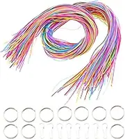 SING F LTD 200pcs Mixed-Color Plastic Lacing Cord with Snap Clip Hooks and Ring for DIY Making Basic Knots Pendants Crafts