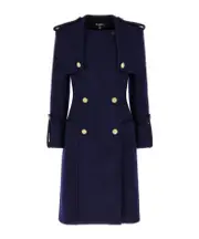 Balmain Double-Breasted Long-Sleeve Trench Coat FR38 blue