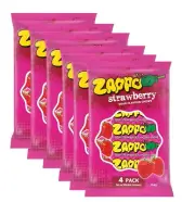 Zappo Sour Strawberry Flavoured Chews - 24 Pack (624g) -6 x 4 Packs Loly candy