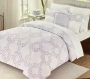 MAX STUDIO PURPLE QUATREFOIL COTTON KING DUVET COVER SET W/ SHAMS