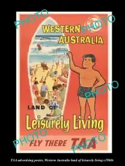 OLD 8x6 HISTORIC PHOTO OF THE TAA AIRLINE WEST AUSTRALIA TOURISM POSTER c1960