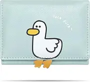 [SNCCJ] Cute Small Wallets for Women, Fashion Tri-folded Wallet for girls, Short Slim Womens Wallet with ID Window, 3D Duck Pattern Blue, Fashion