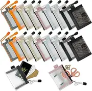 18Pcs Mini Zipper Mesh Bags, 3" x 4.3" Nylon Mesh Zipper Pouch, Coin Pouch, Credit Card Cosmetic Bag Multicolor Purse Mesh Travel Organizer Bags for Women (Multicolor)