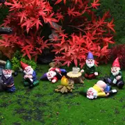 9Pcs Set Mini Drunk Dwarf Resin Gnomes Statues Garden Decor