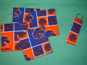 *COASTERS SET of 4 and/or KEYCHAIN key ring BOISE STATE UNIVERSITY BSU Broncos