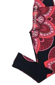 Lularoe Black Red Medallion Print Leggings Pants L/XL Kids 7-12 NEW