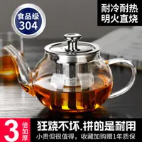 在飛比找樂天市場購物網優惠-煮茶壺耐熱玻璃茶壺單壺加厚過濾泡茶壺茶杯茶具套裝煮茶器電陶爐