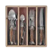 24pc Chateau Laguiole Stainless Steel Cutlery Knife/Fork/Tablespoon Wooden Brown