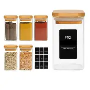 ComSaf 6Pcs 8oz Spice Jars with Label Trial Set, Glass Spice Jars with Bamboo