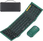 ProtoArc XKM01 Foldable Keyboard and Mouse - Black and Green, US Layout