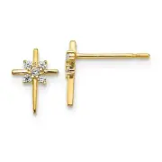 14K Yellow Gold Cluster CZ Cross Stud Earrings Madi K Children's Jewelry