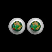 925 Sterling Silver Circle Earrings, Green Opal Studs, Bridal Posts, Wedding