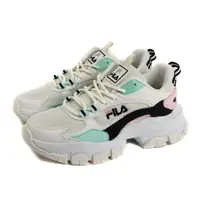 在飛比找momo購物網優惠-【FILA】FILA 運動鞋 厚底 女鞋 米/藍綠 5-J9