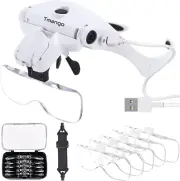 Magnifying Glasses with Light, Rechargeable and Hands Free Headband Magnifier